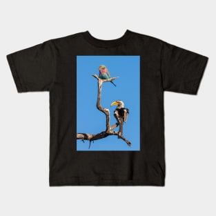 Lilac Breasted Roller and Yellow Billed Hornbill Kids T-Shirt
